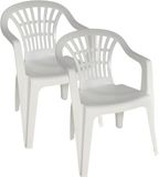 Gerimport Tuinstoel Wit Kunststof 50 x 54 x 76 cm (2 stuks)