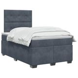 vidaXL Boxspringbed met matras, donkergrijs, 120 x 190 cm, fluweel