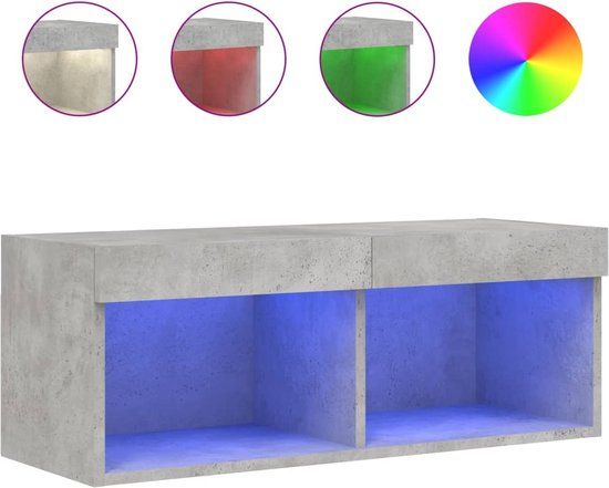vidaXL Tv-meubel met LED-verlichting 80x30x30 cm betongrijs