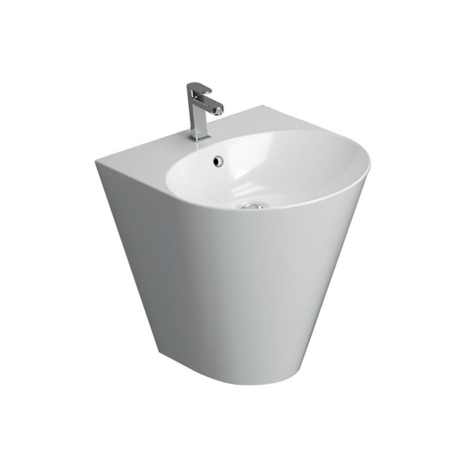 Boss & Wessing Cone Wastafel - Keramisch - 51x44 cm - Hoogglans Wit