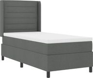 vidaXL LED Box Spring Bed with Mattress Dark Grey 100 x 200 cm Fabric