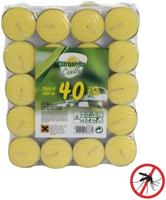 40x Anti muggen waxinelichtjes met citronella geur