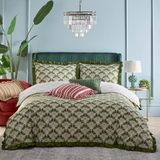 furn. Deco Palm Bedrukte Ruches Dekbedovertrek - Super King - Moss