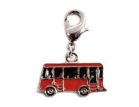INNSPIRO NICE CHARMS Bus-hanger, metaal, zwart en rood, met karabijnhaak, 20 x 13 mm, 25 u., 14x13mm., Metaal, Geen edelsteen