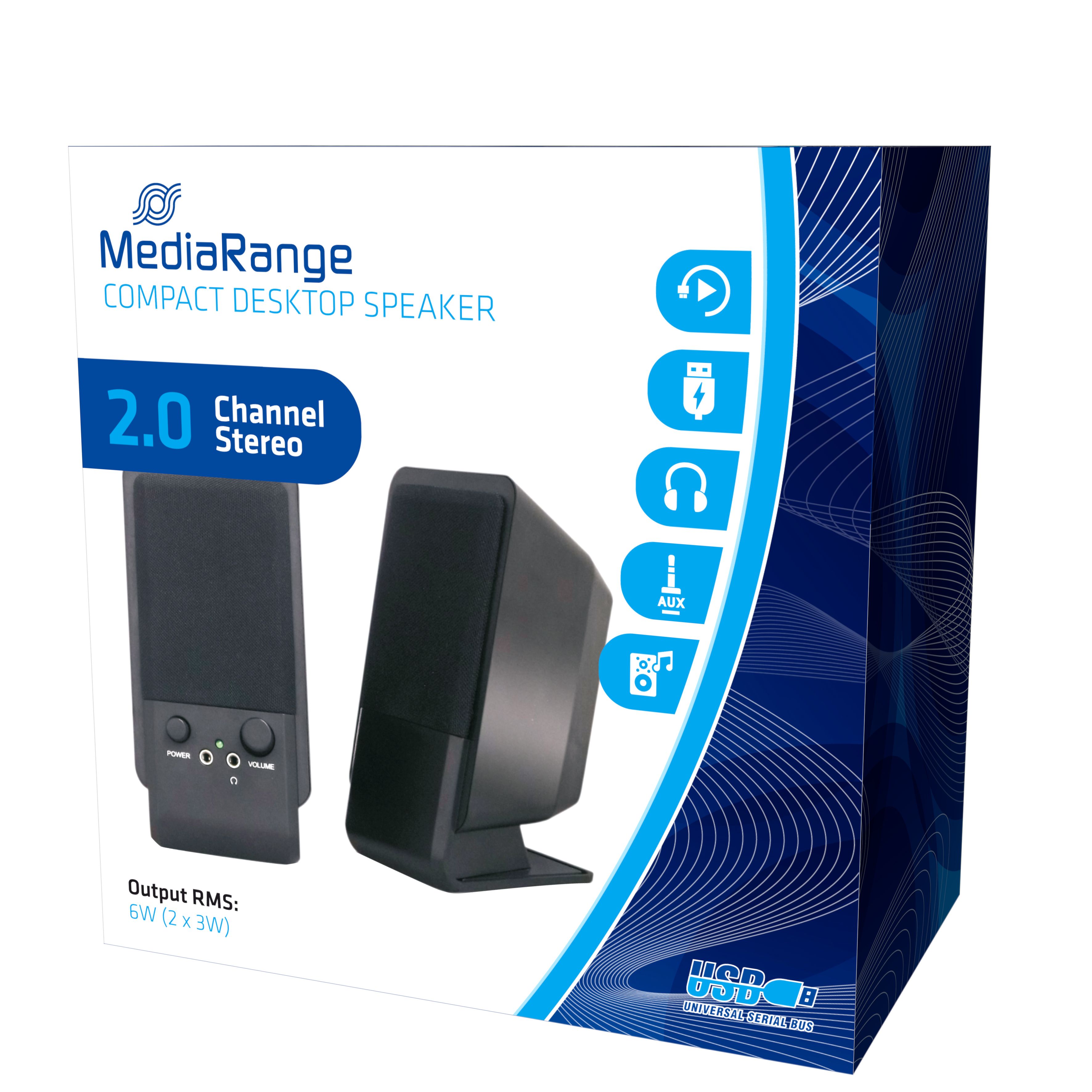 MediaRange MROS352 - PC Speakers - 2.0 - 6W - Black