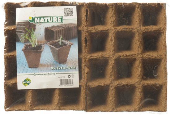 Nature Turfpottray 144 stuks 4x4x5 cm