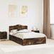 vidaXL Bedframe gerookt eiken, 120 x 200 cm, technisch hout, moderne slaapkamer, rechthoekig bedframe, stijlvolle opslag, modern meubilair, minimalistisch design