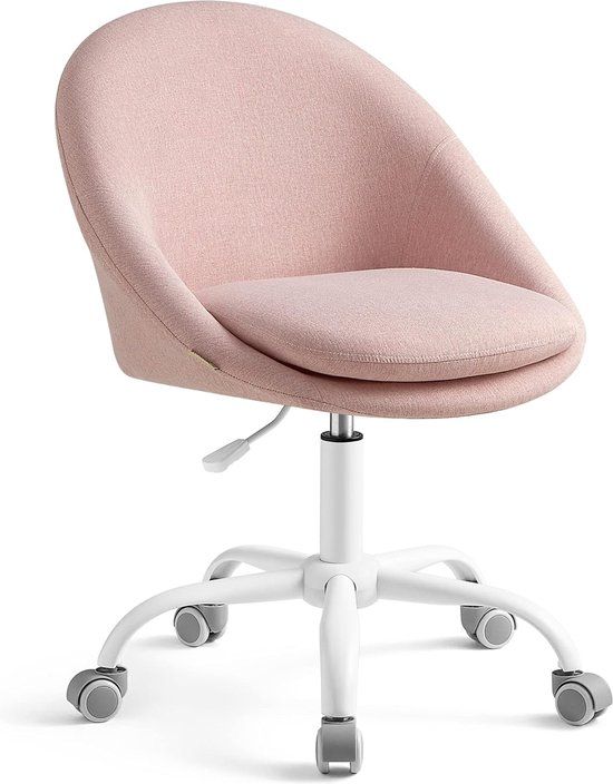 SONGMICS Homeoffice stoel, draaibaar, in hoogte verstelbaar, roze