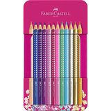 FABER-CASTELL Set kleurpotloden Sparkle, 12 kleuren in metalen etui