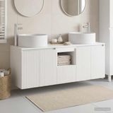 Maison Exclusive Ensemble de meubles de salle de bain "Exclusive" - 3 pièces, blanc brillant, dimensions : 129 x 44,5 x 80 cm