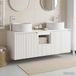 Maison Exclusive Ensemble de meubles de salle de bain "Exclusive" - 3 pièces, blanc brillant, dimensions : 129 x 44,5 x 80 cm