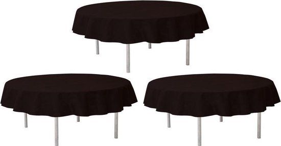 Santex 3x Black Round Tablecloths 240 cm Fabric - Round Tablecloths Opaque Black - Black Table Decorations - Black Theme