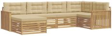 vidaXL Buiten bankenset 6-delig Wit en Beige Polyester