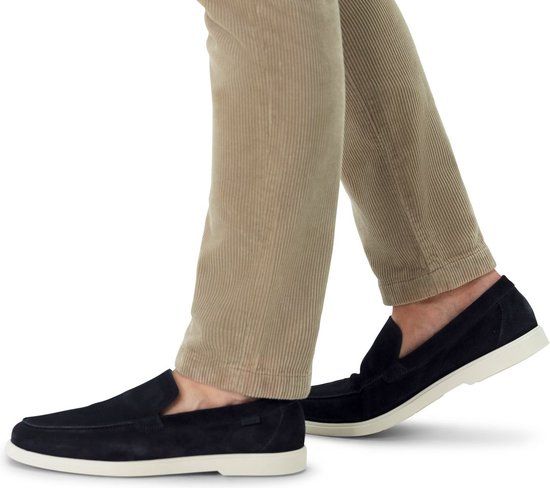 Manfield - Heren - Donkerblauwe suède loafers - Maat 45
