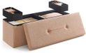 Ottoman de rangement - Organisateurs - Capacité 131L - 38 x 110 x 38 cm - MDF et mousse couleur camel