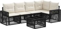 vidaXL Tuinbankenset 6-delig Zwart en Crèmewit Polyrattan