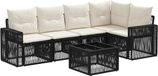 vidaXL Tuinbankenset 6-delig Zwart en Crèmewit Polyrattan