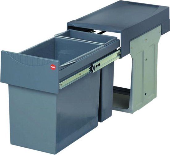 Hailo Tandem De Luxe Inbouw Prullenbak - 31 Liter - Grijs