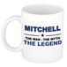 Bellatio Decorations Mitchell cadeau mok - man myth legend - naam koffiemok / beker - wit en blauw - 300 ml - verjaardag