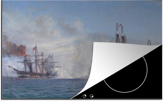 Merkloos KitchenYeah® Inductie beschermer 77x51 cm - De Slag om Helgoland - Schilderij van Vilhelm Arnesen