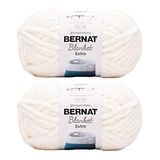 Bernat Blanket Extra 16102727042P02 dik chenile acrylgaren, 300 g (verpakking van 2), #7 jumbo zwaargewicht garen voor breien en haken, amigurumi, dikke dekens (vintage wit, 87 meter)