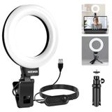 NEEWER BASICS 12,7 cm ringlicht voor videoconferentieverlichting, clip-on lichtset met bureaustatief voor monitor laptop computer zoomoproep live streaming werken op afstand leren video-opname, BR60