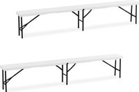 Merkloos Relaxdays Bierbank - Set van 2 - 240 cm breed - Kunststof - Inklapbaar - Camping - Wit