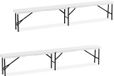 Merkloos Relaxdays Bierbank - Set van 2 - 240 cm breed - Kunststof - Inklapbaar - Camping - Wit