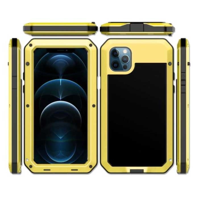 R-JUST R-JUST iPhone 14 Pro 360°  Full Body Case Tank Hoesje + Screenprotector - Shockproof Cover Metaal Goud