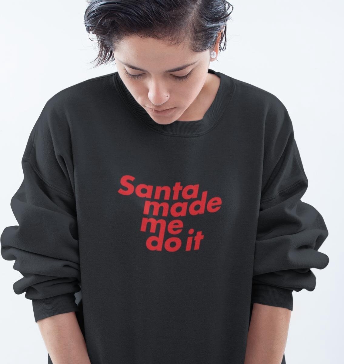 B&C Collection Foute Kersttrui Zwart Santa Made Me Do It Red Maat XL