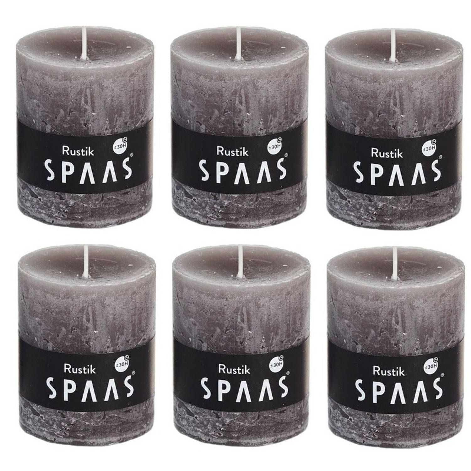 Spaas Stompkaarsen - 7x8 cm - Taupe - 6 Stuks