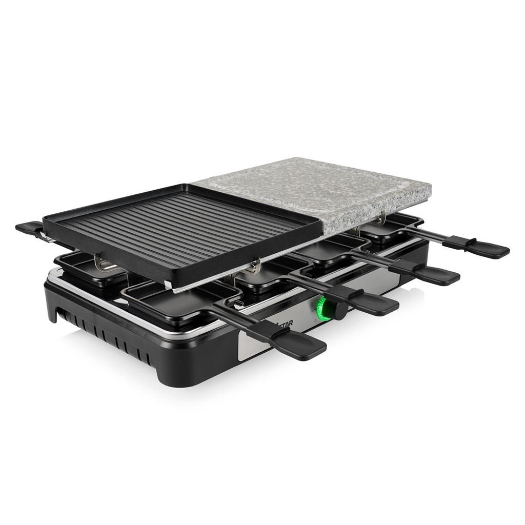 Tristar RA-2747 Raclette Grill - 8 Person - Reversible Grill Plate - Black