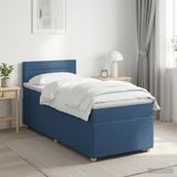 vidaXL Boxspringbed met matras en hoofdeinde, blauw, 100 x 200 cm, stof