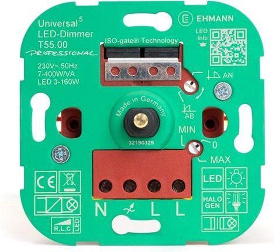 PURPL 230V LED Dimmer Universeel inbouw T55 - 1W - Wit Licht - Dimbaar