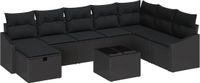 vidaXL Bankstel 8-delig Polyrattan Zwart/Zwart