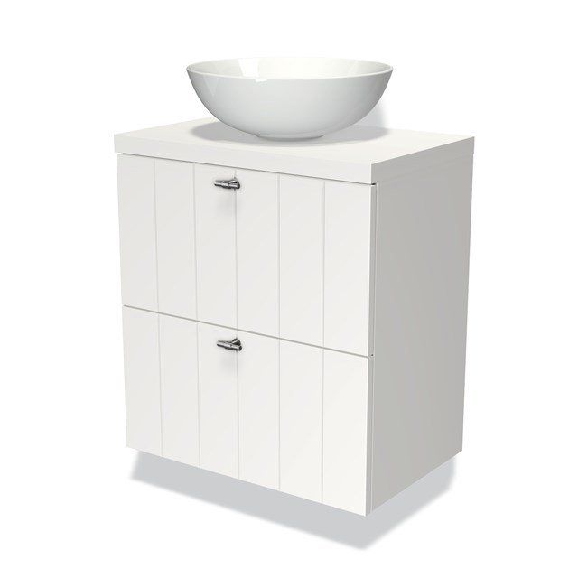 Maxaro Badkamermeubel Modulo Plato Slim 60cm Mat Wit 2 Lades Lamel