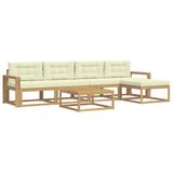 vidaXL Buiten bankenset 6 st Wit en crèmekleurig Polyester