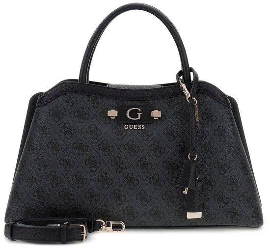 GUESS Lindsey Girlfriend Satchel Coal Logo Schoudertas Handtas Donkergrijs