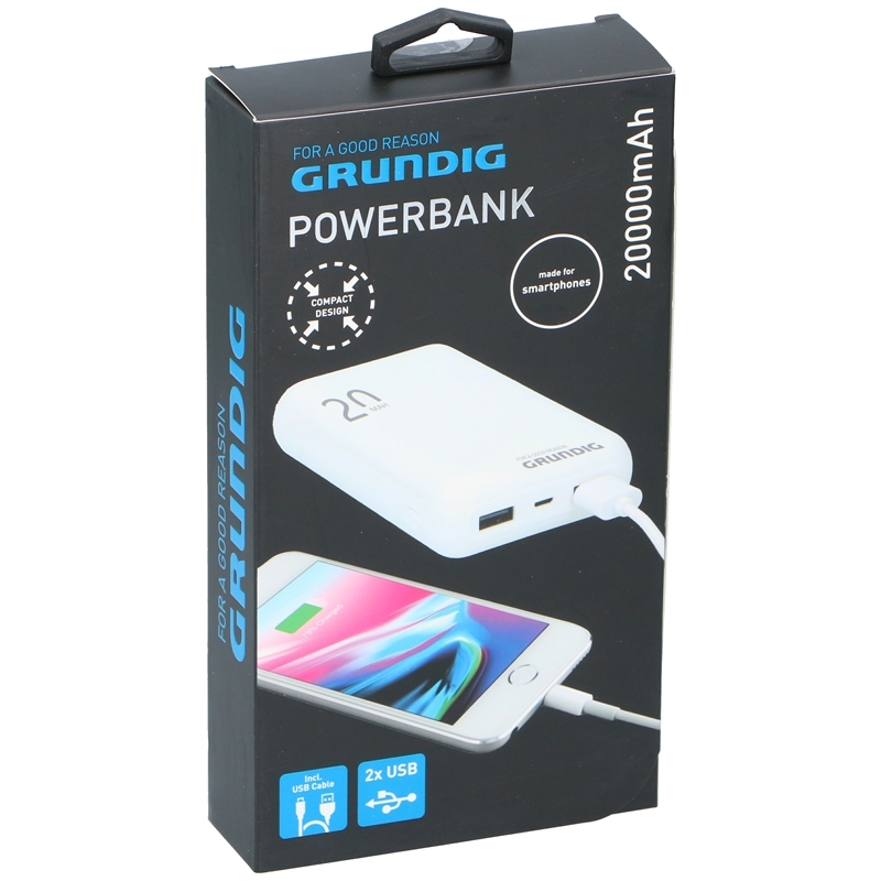 Grundig Powerbank 20.000 Mah Micro-USB 7,4x7,8x3,4cm