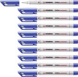 STABILO OHPen universal - Uitwisbare marker - F-Punt 0.7 mm - 10 Stuks - Blauw