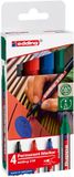 edding 330 permanent marker - zwart, rood, blauw, groen - 4 stiften - beitel punt 1-5 mm