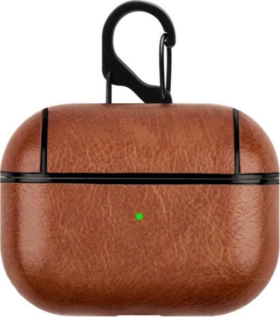 Care4Airs Airpods Pro Hoesje - Luxe Lederen Beschermcase - Licht Bruin