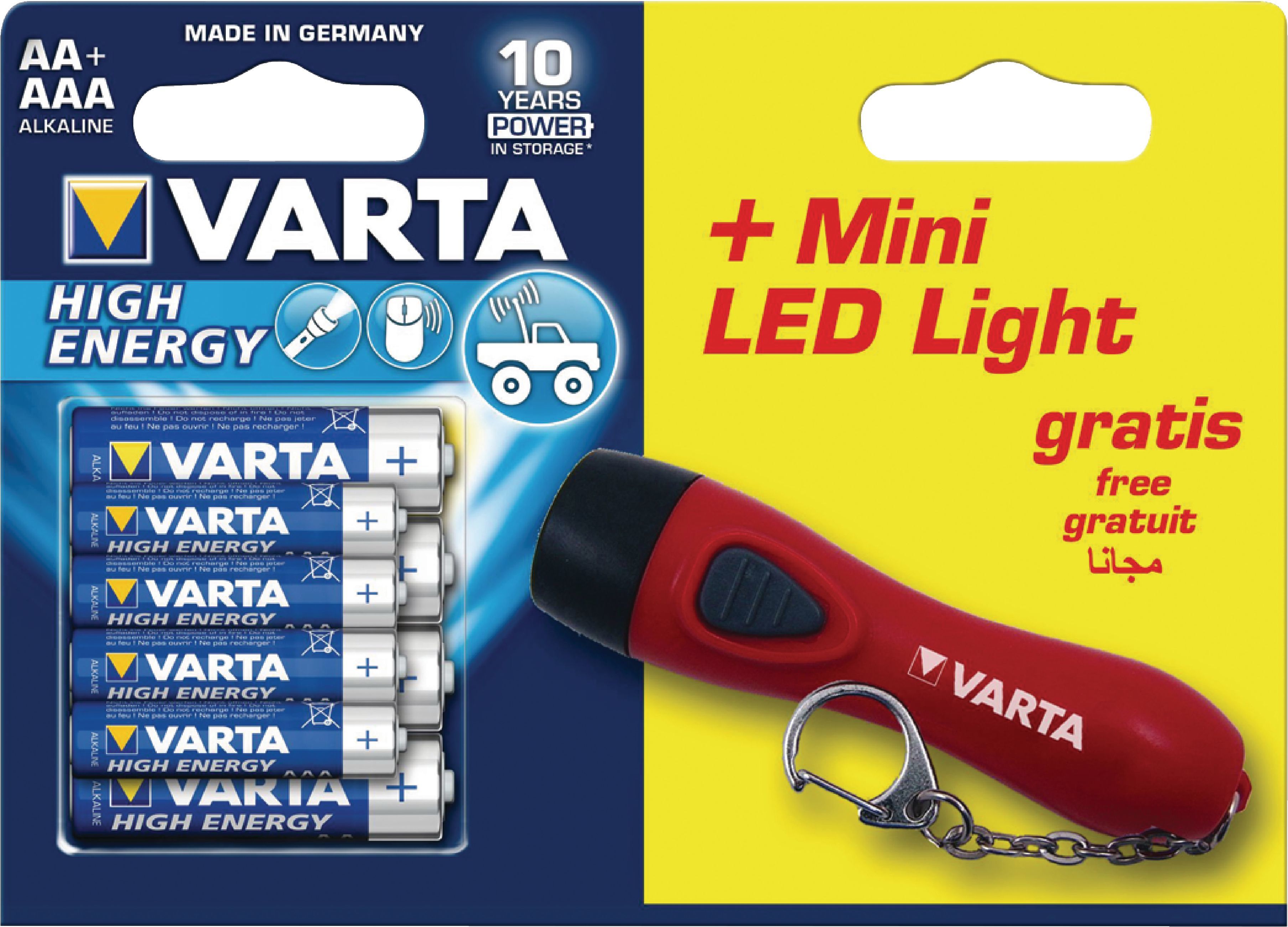 Varta High Energy AA Alkaline Batterijen - 8 stuks