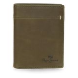 Pepe Jeans Staple Verticale portemonnee met kaartvak, groen, 8,5 x 10,5 x 1 cm, leer
