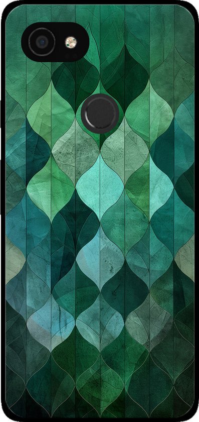 Smartphonica Telefoonhoesje voor Google Pixel 3A met groene bladeren opdruk - TPU backcover case green leaf design - Groen / Back Cover geschikt voor Google Pixel 3A