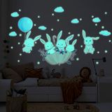 Ambiance Sticker Lichtgevende sticker - KONIJNEN IN DE LUCHT - Fluorescerende muur-/plafondsticker voor kinderen - 130x80cm