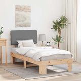 vidaXL Bedframe met Gevoerde Hoofdbord Lichtgrijs 90 x 190 cm