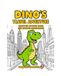 Dinosaur Coloring Book: Dino's Travel Adventure Through Modern Cities and Famous Landmarks