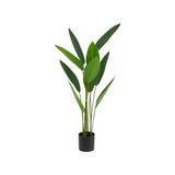 Strelitzia Kunstmatige tropische decoratieve kunstplant, 97 cm, matzwarte vaas voor binnen, realistische boom voor woonkamer en kantoor