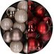 Merkloos / Sans marque Billiet - Vanlaere 24x stuks kunststof kerstballen mix van champagne en donkerrood 6 cm